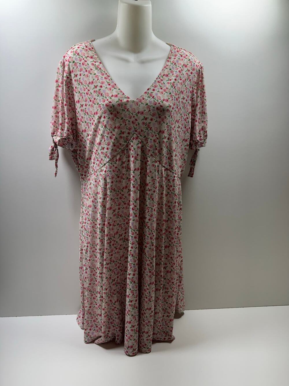 Sirenlily Women’s Cottage Core Dress Sz XL Pink Floral Feminine Romantic V Neck
